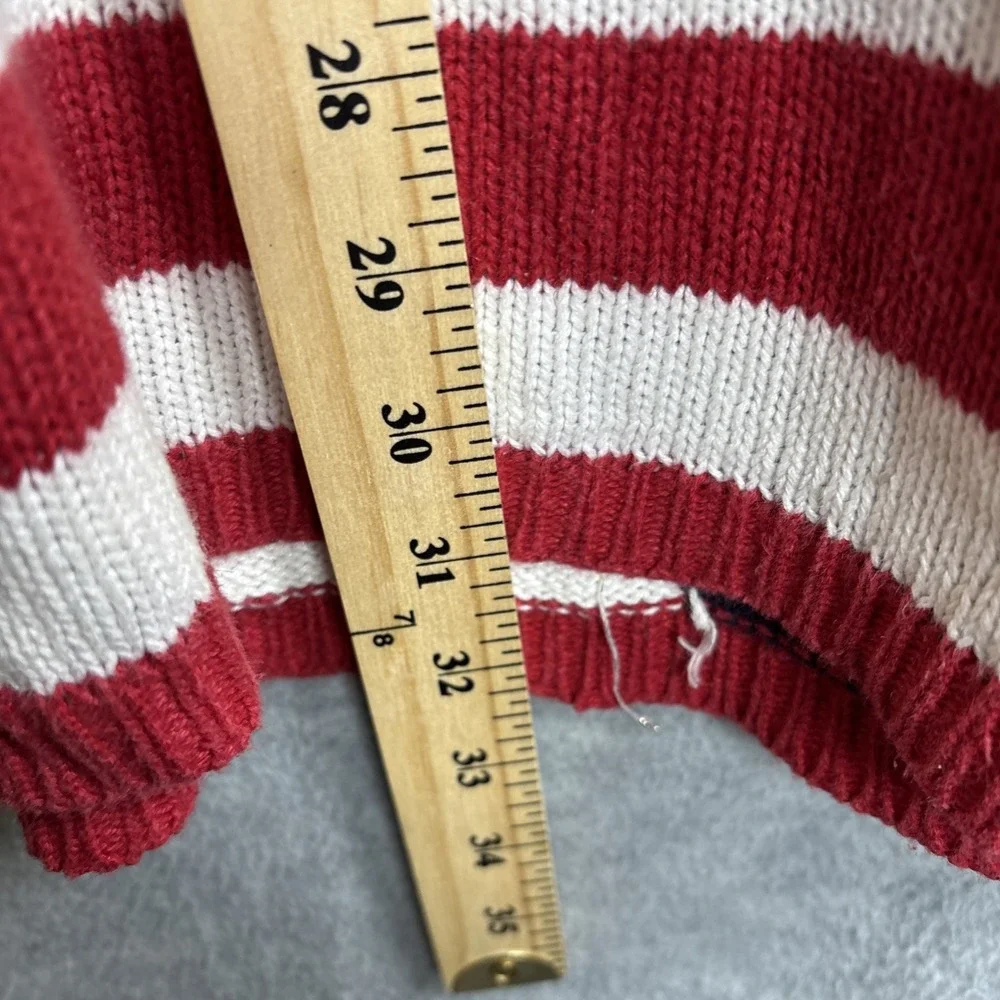 Vintage 90s Patriotic Teacher Sweater M Flag Red Blue Embroidered Patchwork